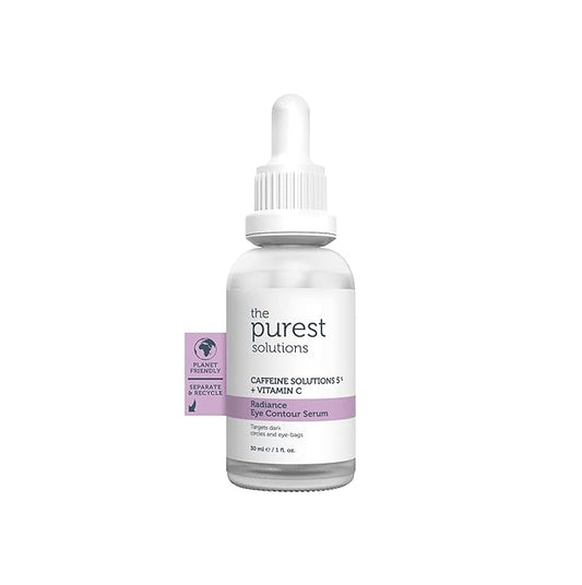 The Purest Solutions Radiance Eye Contour Serum (Caffeine Solutions 5% + Vitamin C) - Bright & Rested Appearance - Skin Tone Difference Reduction - Under-Eye Bag Care - Vegan | Cruelty Free (1 fl. oz)