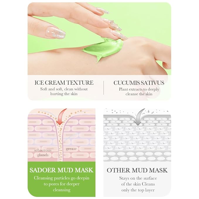 BIOAQUA Cucumber Moisturizing Facial Mud Mask Clean Pores Oil Control Refreshing Face Skin 8g x 10pcs