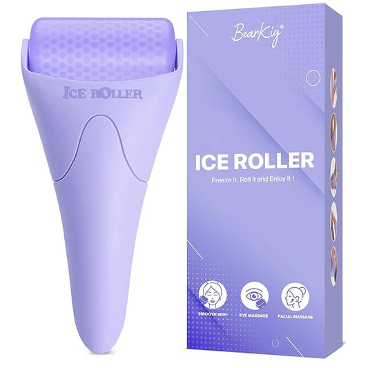 BearKig Ice Roller, Ice Roller for Face, Ice Face Roller, Cold Facial Ice Roller Massager for Eye Puffiness, Women's Gifts, Migraine, TMJ Pain Relief & Minor Injuries, Skin Care Products (Purple)