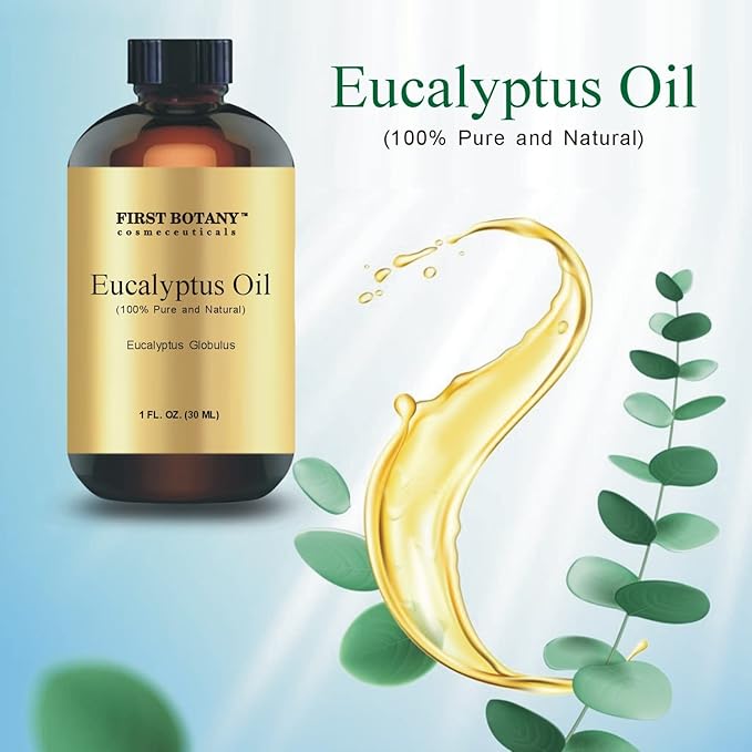 First Botany, 100% Pure Eucalyptus Oil - Premium Eucalyptus Essential Oil for Aromatherapy, Massage, Topical & Household Uses - 1 fl oz (Eucalyptus)