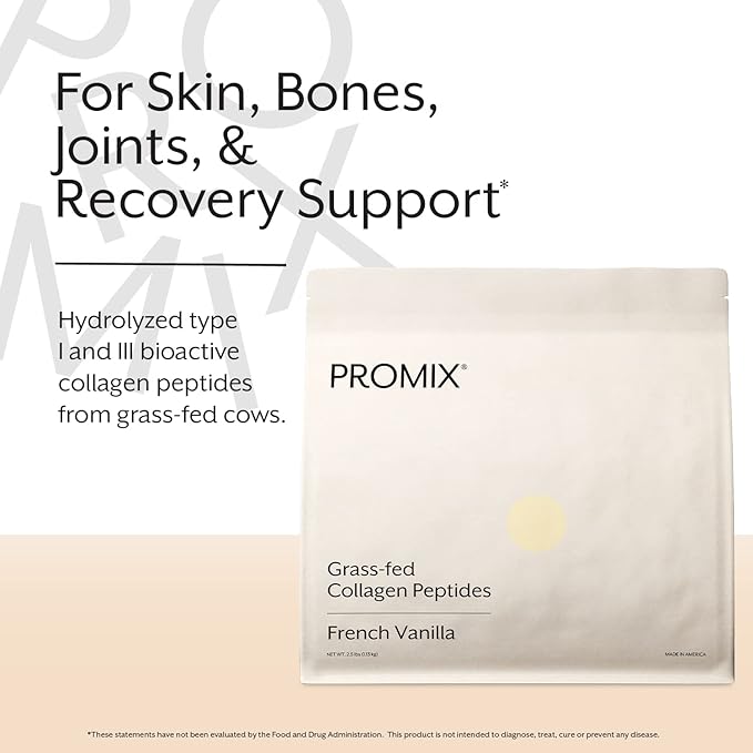 ProMix Nutrition Collagen Peptides, Vanilla - Hydrolyzed Collagen Protein Promotes Healthy Skin, Bones, Joints & Recovery Support - Add to Shakes, Smoothies, Beverages - 2.5 Pound (Pack of 1)