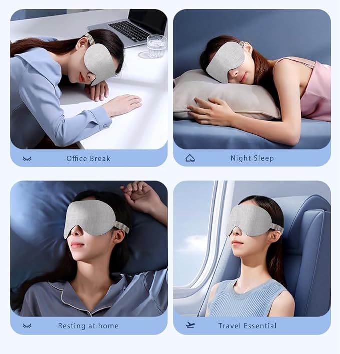Pure Linen Eye Mask, 100% Linen Eye Mask for Girls,Travel Breathable Sleep Mask,Adjustable Strap, Hypoallergenic, Cooling with Travel Bag Gift Package(Oat)