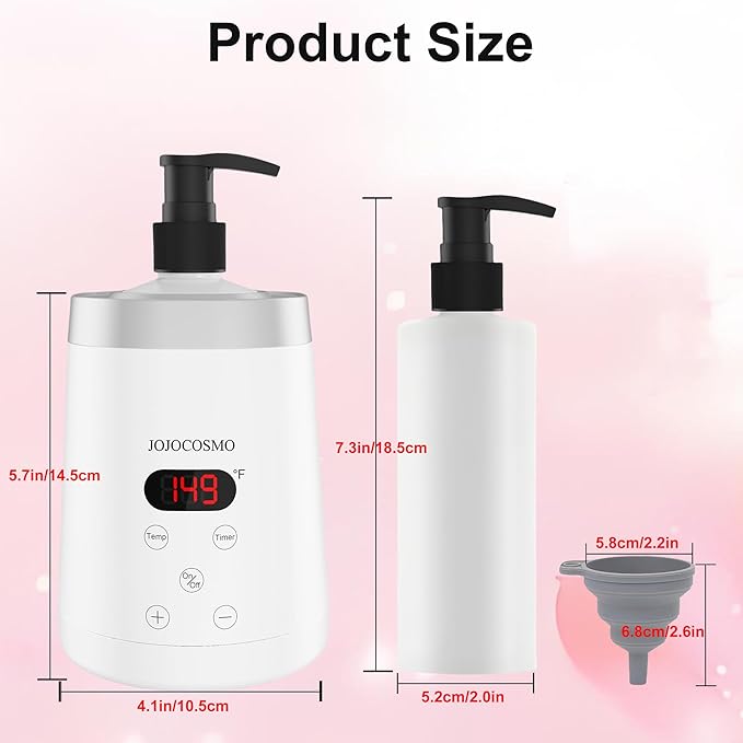 Massage Oil Warmer, Massage Oil Heater with Two Oil Bottle dispensers, Body Liquid Warmer from 30 to 65 °C, Lotion Bottle Warmer Shampoo Heater, for Salon, White