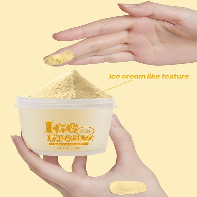 AICHUN BEAUTY Ice Cream Facial Wash Off Mud Mask Oil-Control Deep Cleaning Moisturizing Exfoliation Blackhead Skin Care 100g 3.38FL. OZ (MANGO&HONEY)
