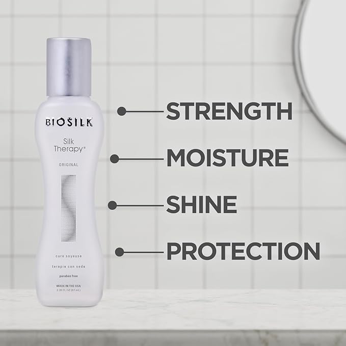 BioSilk Silk Therapy Original, Reconstructing Treatment For Adding Shine & Helping Prevent Split Ends, Sulfate, Paraben, & Cruelty-Free, 2.26 Oz
