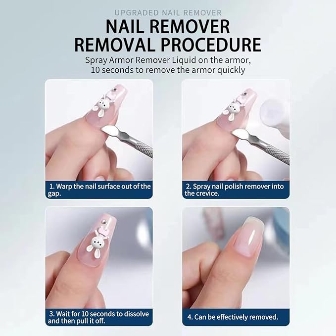 Gel Nail Remover Kit Nail Glue Remover for Glue on Nails, with Orange Wood Sticks and Nail Wipes for Remover Nail Glue for Nail Tips Remove Acrylic nails at Home