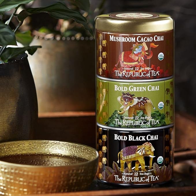 The Republic of Tea: Chai Stackable Tin Black Tea, 36 Tea Bags