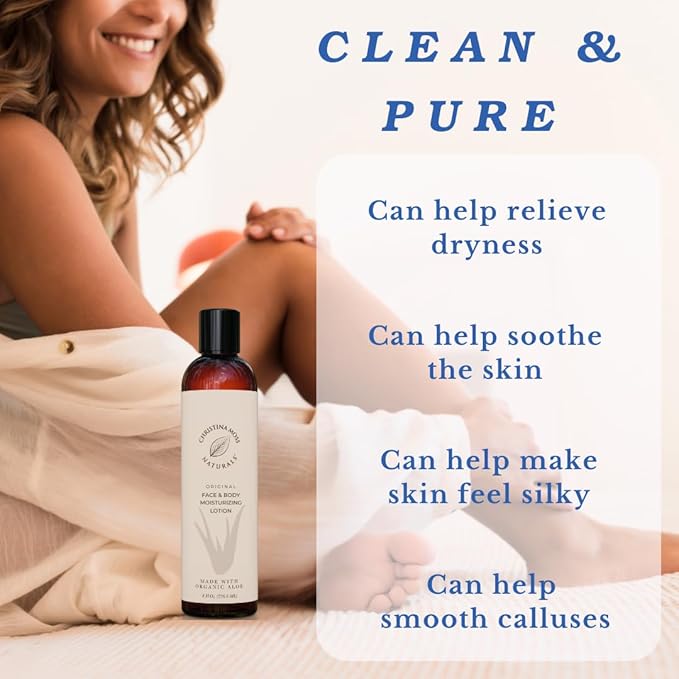 Christina Moss Naturals Unscented Body Lotion, Natural and Organic Ingredients, Gentle, No Toxic Chemicals