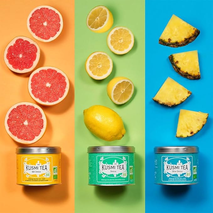 Kusmi Tea - BB Detox - Iconic Detox Tea - Organic Tea - Blend of Green Tea, Mate & Grapefruit - Organic Flavored Yerba Mate Tea - Loose Leaf Tea - Tin Box of 3.5 oz - Quantity for about 50 cups