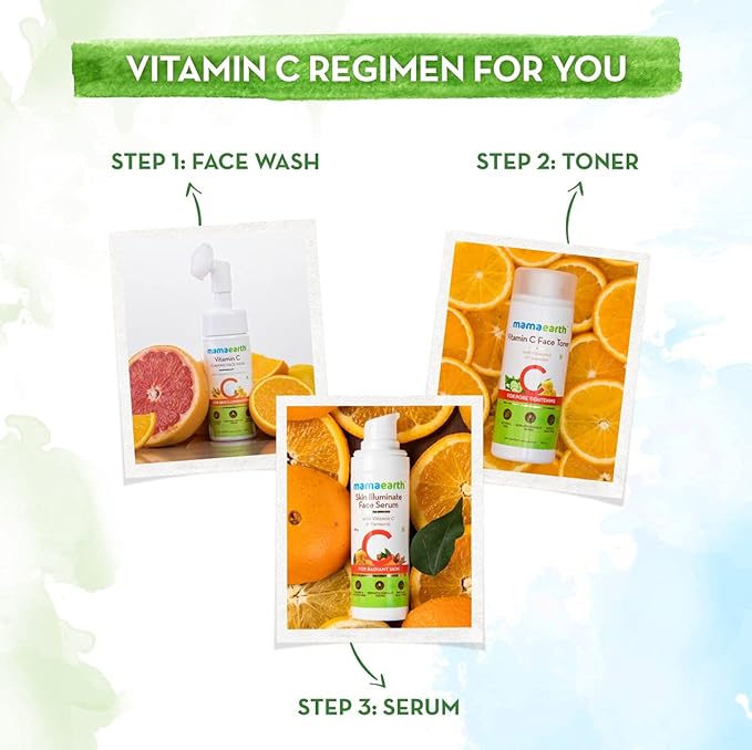 Mamaearth Vitamin C Skin Illuminate Face Serum for Radiant Skin | Helps Reduce Fine Lines & Wrinkles | Radiance Serum with Turmeric | Suits All Skin Types | 0.51 Fl Oz/15ml