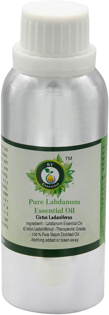 R V Essential Pure Labdanum Essential Oil 630ml (21oz)- Cistus Ladaniferus (100% Pure and Natural Steam Distilled)