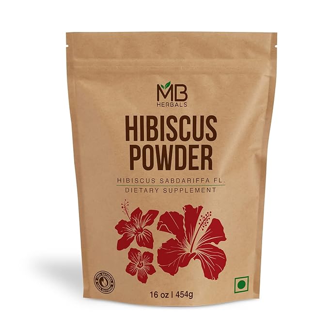 MB Herbals Hibiscus Powder 16 oz / 1 LB / 454 Gram | Hibiscus sabdariffa Flower Powder | For Refreshing Tea & Hair Care