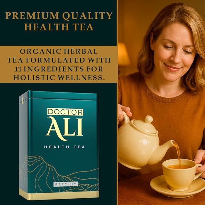 DOCTOR ALI HEALTH TEA - Cleanse & Detox, Kidney & Liver Health, Digestion, Immunity, Sleep Improvement | Premium Grade | 11 Organic Super Herbs for Holistic Wellness | 40 Pure Silk Sachets, 5 gr each