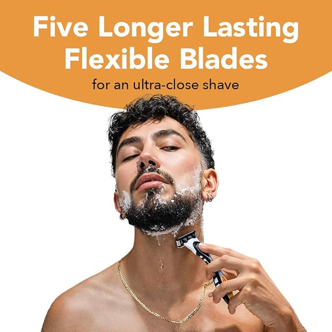 BIC Flex 5 Refillable Men's Razor, Father's Day Gift Set with 5 Blade Razors, 1 Handle and 7 Cartridges for Smooth Shaving