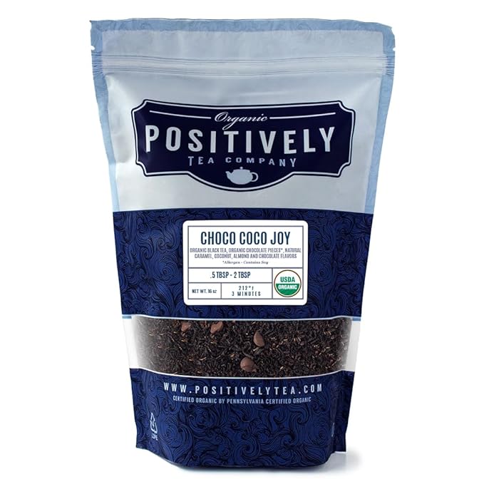 Organic Positively Tea Company, Choco Coco Joy Black Tea, Loose Leaf, 16 Ounce