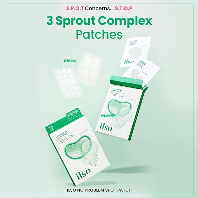 ilso No Problem Spot Patch, 72 Patches in 3 Sizes, Hydrocolloid Acne & Pimples Patches with Hyaluronic Acid and Niacinamide to reduce acne, White dots absorbed, Korean Skincare
