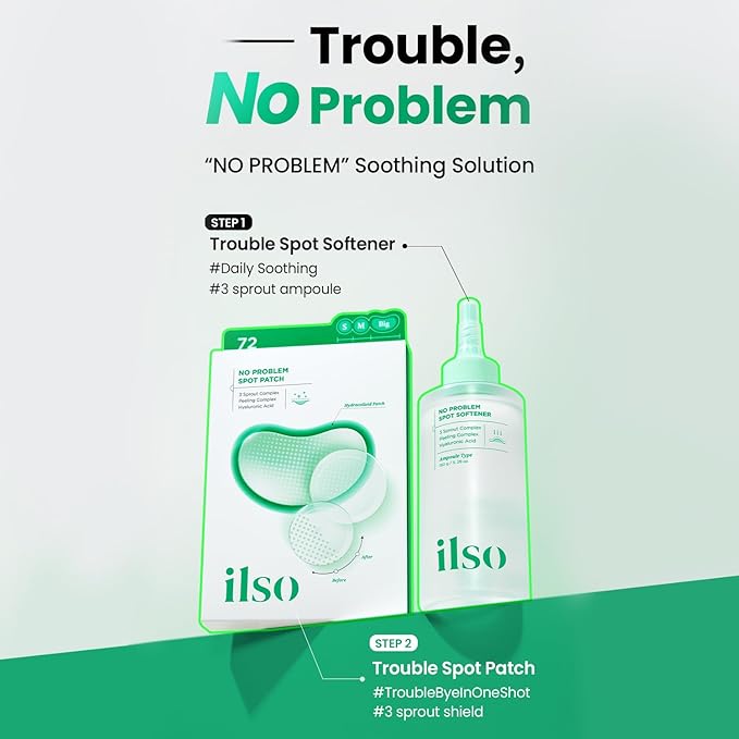 ilso No Problem Spot Patch, 72 Patches in 3 Sizes, Hydrocolloid Acne & Pimples Patches with Hyaluronic Acid and Niacinamide to reduce acne, White dots absorbed, Korean Skincare