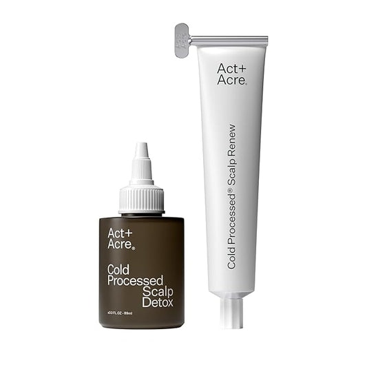 Act+Acre Cold Processed Vitamin E Scalp Detox Oil and BHA Salicylic Acid Exfoliator - For Dandruff and Dry Itchy Scalp - Hair Growth Treatment for Thinning Hair - Exfoliating Mask for Itch
