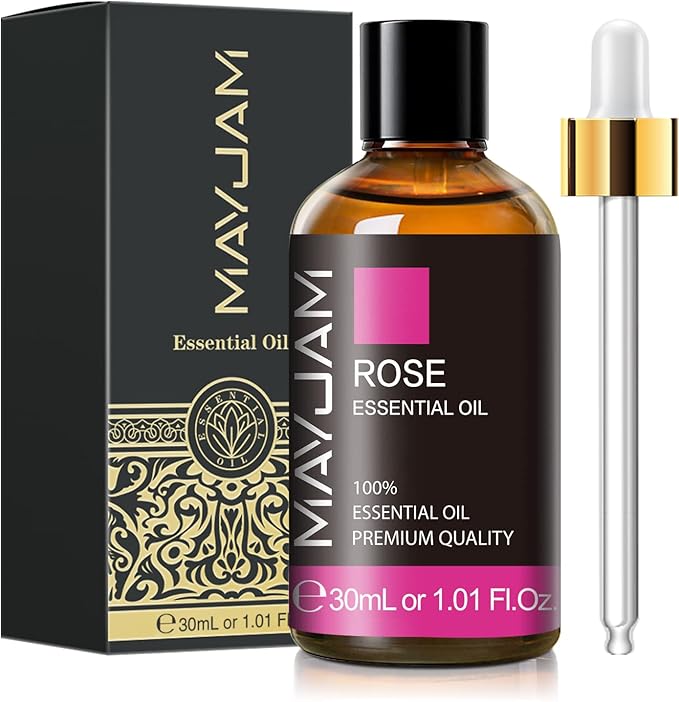 Rose Essential Oil 30ML/ 1.01FL.OZ, MAYJAM Pure Aromatherapy Rose Oil for Massage, Diffuser, Soap Making, Long Lasting Scents