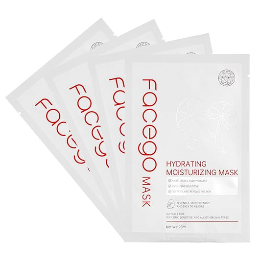 Collagen Face Mask - Hydrating & Moisturizing Sheet Mask with Natural Centella Asiatica for Soothing Skincare, Deeply Nourishing Dry Skin 4-Count