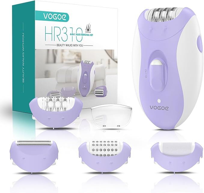 Epilator for Women-Cordless Epilators Hair Removal for Women, 4-in-1 Electric Razor Hair Remover, 2 Speeds & 21 Tweezers for Face Legs Arms Armpit Bikini, Purple HR310