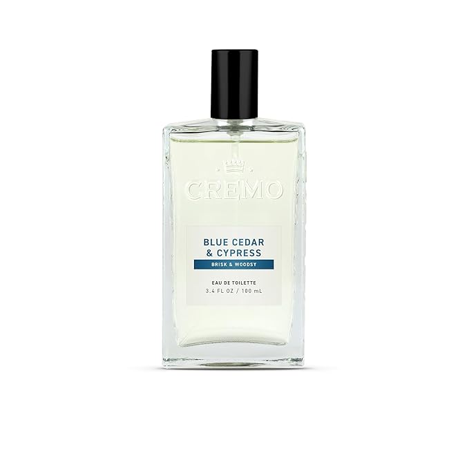 Cremo Cologne for Men - Blue Cedar & Cypress Mens Cologne Spray- A Woodsy Scent with Notes of Lemon Leaf, Cypress and Cedar, Fragrances For Men, 3.4 Fl Oz