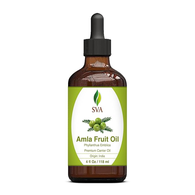 SVA Amla Oil 4oz (118ml) Premium Carrier Oil With Dropper For Hair Care, Hair Oiling, Scalp Massage, & Skin Care