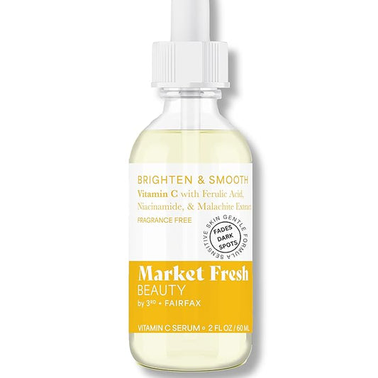 Vitamin C Serum with Ferulic Acid, Niacinamide, & Malachite Extract | Brighten & Smooth | Fragrance-Free | 2 fl oz