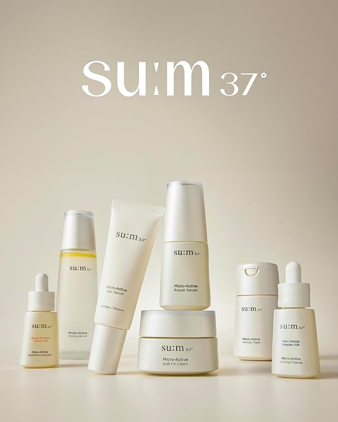 SU:M Micro-Active Calming Ampoule (0.5 fl oz) - Soothing Serum for Redness & Uneven Skin Texture, Provides Quick Relief for Sensitive Skin, Herbal Scent, Korean Skin Care