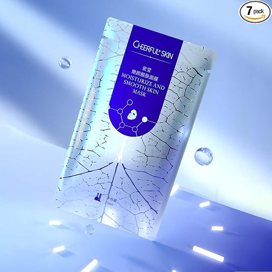 Cheerful Skin Plant Extract Face Moisturizing Smoothing Mask - Hydrating Spa Facial Treatment with Centella Asiatica, Magnolia Liliflora flower, Collagen, 25ml Each (7 Sheet)