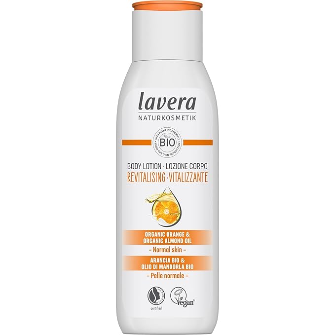 lavera Body Lotion Vitalizing - Body Milk with organic orange & organic almond oil - body milk for normal skin - PETA certified - biodegradable - vegan - natural cosmetics - 6,76 fl.oz.