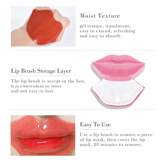 20Pcs Lip Mask,Pink Moisturizing Plumping Lip