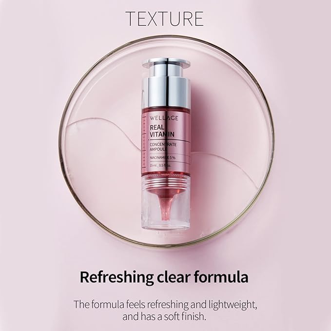 WELLAGE Real Vitamins Concentrate Serum 15ml (0.5 oz.), Intensive Moisturizing Facial Serum, Hydrating Shot Serum for Dull Skin, Refreshing and Lightweight with Niacinamide and Panthenol