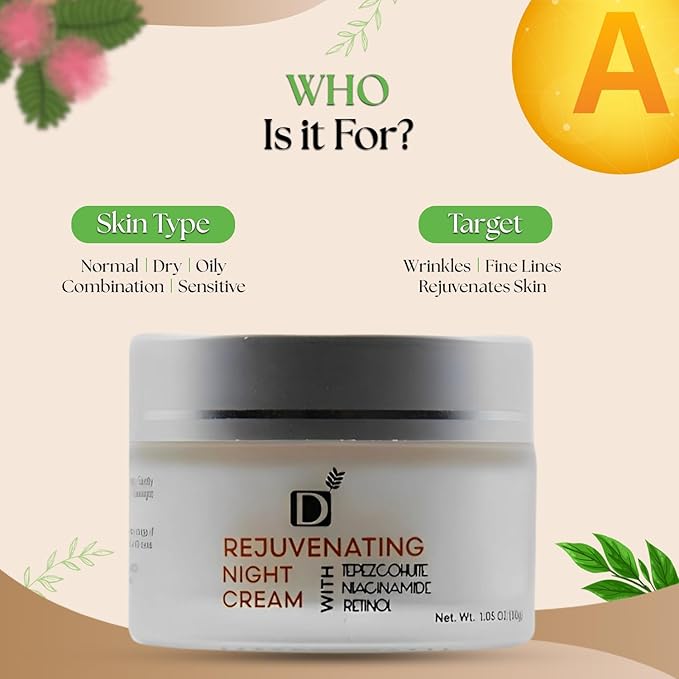 Rejuvenating Facial Night Cream with Retinol, Tepezcohuite, Niacinamide - cruelty-free, vegan, paraben-free silicone-free Mexican Natural skincare ingredients
