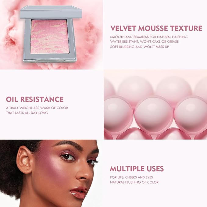 Face Blush Foundation Natural Brightening Silky Moisturizing Sodium Hyaluronate Bakery Crafted Glittering Powder