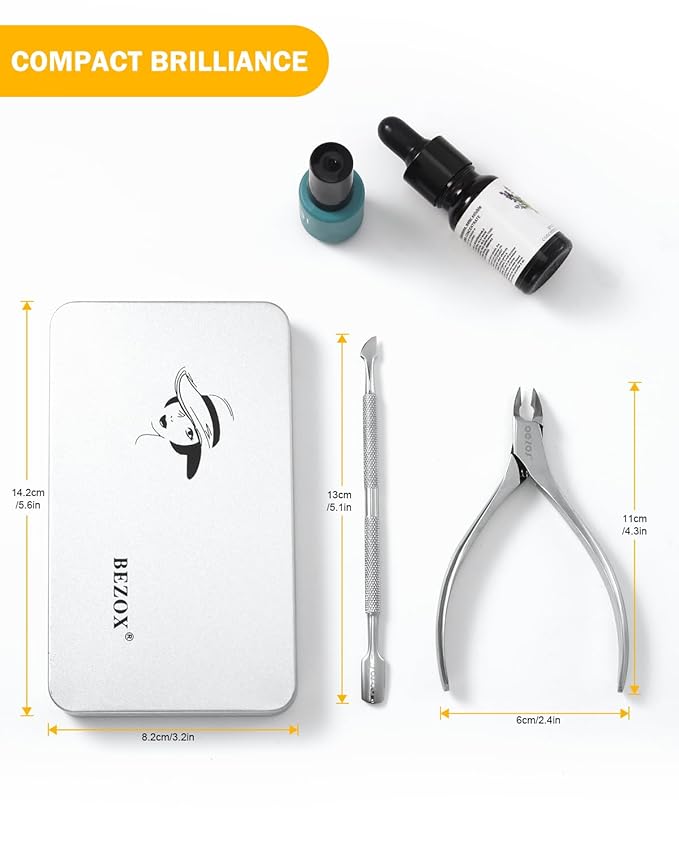BEZOX Cuticle Trimmer with Pusher - Salon Quality Cuticle Clipper with Cuticle Pushers, Super Sharp Cuticle Cutters and Dual-End Nail Pushers Cuticle Stick, Professional Manicure Tools