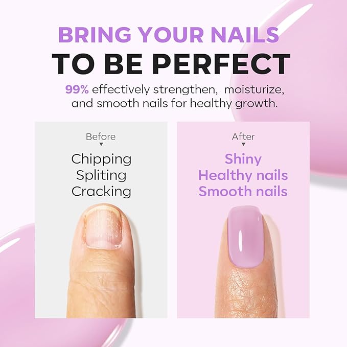modelones Nail Strengthener Jelly Purple Nail Repair for Damaged Nails Strengthening Polish 15ml Nail Growth and Strengthener Natural Concealer Foundation Nail Care Gifts for Women
