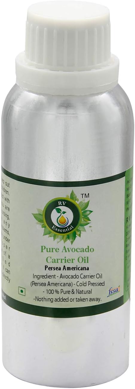 R V Essential Avocado Oil | Persea Americana | Unrefined Avocado Oil | Pure Avocado Oil | For Hair | For Face | For Skin | For Body | For Cooking | 100% Pure Natural | Cold Pressed | 630ml | 21oz