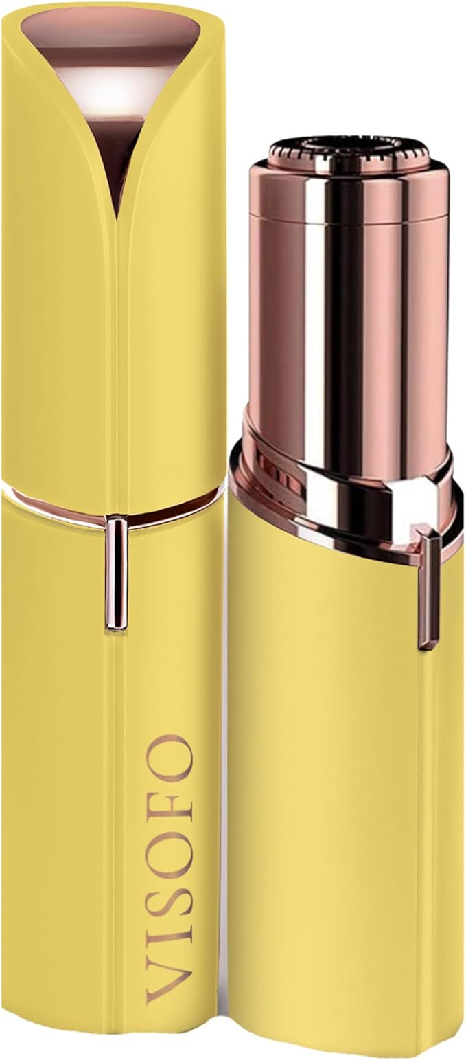 Facial Hair Removal for Women | Electric Razor Device Small Mustache Dermaplaning Remover Tools Tweezers Epilator Trimmer Face Dermaplane Shavers Beauty Gadgets Set Accessories by VISOFO (Citrine)