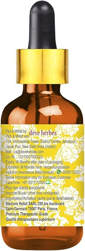 Deve Herbes Pure Amla Oil (Emblica officinalis) with Glass Dropper Natural Therapeutic Grade 15ml (0.50 oz)