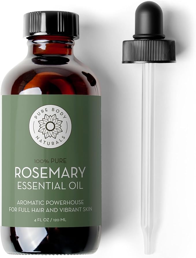Pure Body Naturals - 100% Pure Rosemary Essential Oil, Steam-Distilled for Aromatherapy, Scalp Massage & DIY Blends, 4 fl oz