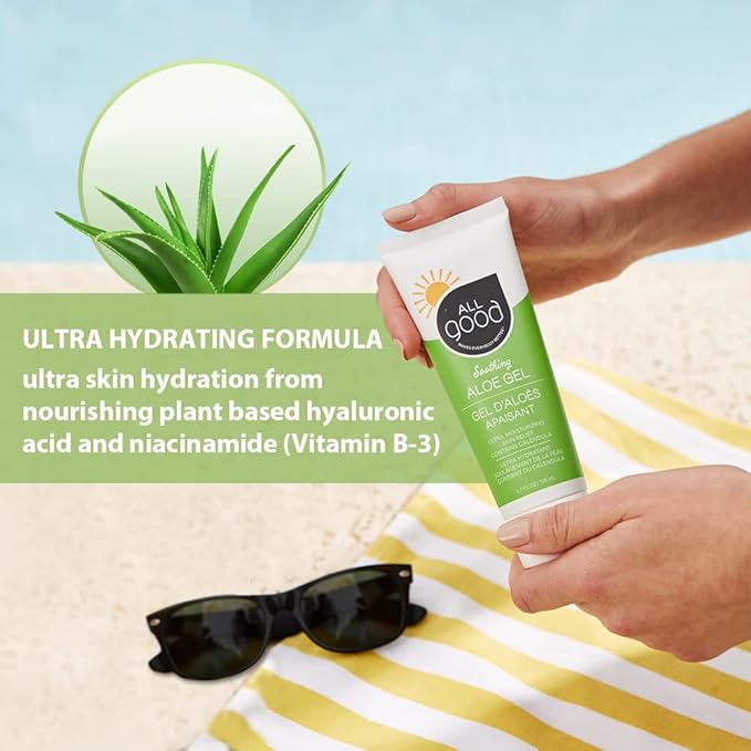 All Good Sport Mineral Sunscreen & Aloe Gel Bundle - UVA/UVB Broad Spectrum SPF 30+, Water Resistant - Includes (2) SPF 30 Sport Sunscreen and (1) Aloe Gel