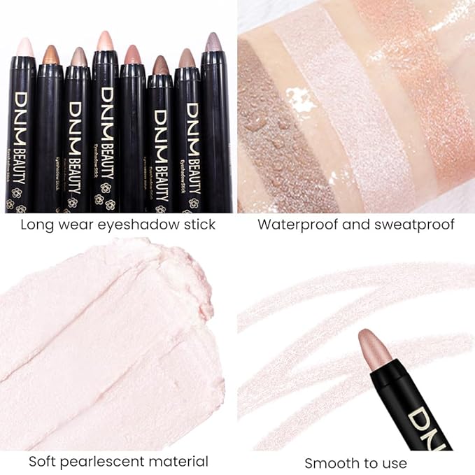 evpct Pearl Shimmer Cream Eye Shadow Brightener Sticks Set for Eyes, Pearl Shimmery Matte Pencil Eye shadow Applicator Stick Pen Palette Makeup Waterproof sombras en crema para ojos 18#