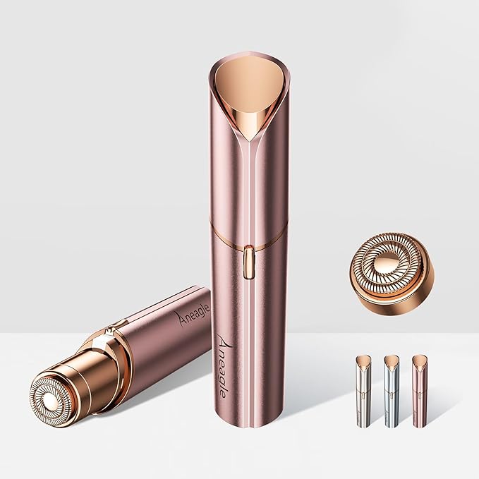 Facial Hair Remover for Women,Painless Hair Shaver Rechargeable with LED Light, Flawless Lady Face Electric Razor,The Great Female Mustache Removal (Rose Pink (with 1 Replacement Heads))