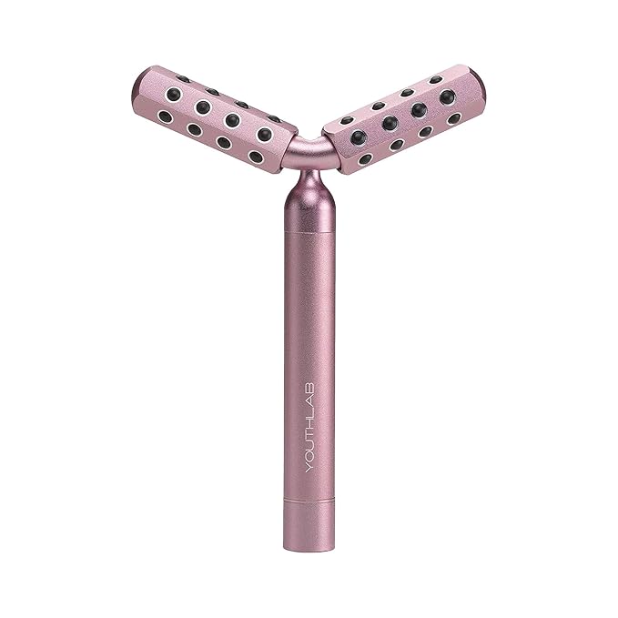 Revolution Roller - Germanium Stone Uplifting Face/Body Beauty Massage Tool/Roller/Wand for Skin Tightening/Firming, De-Puffing, Anti-Aging (Rose Gold)