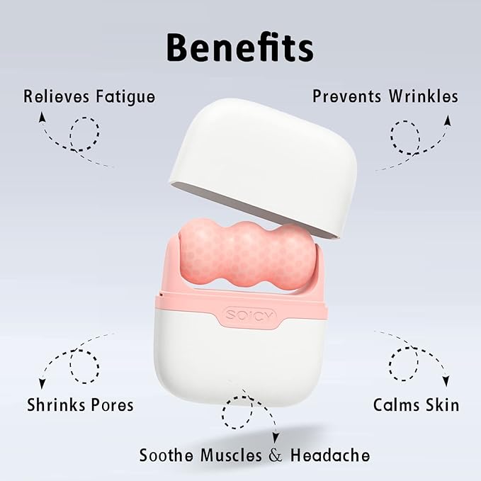 Small Ice Roller with Case & 2 Pcs Facial Cleansing Brushes