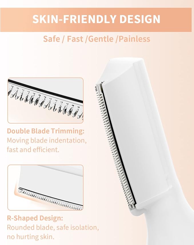 Eyebrow Trimmer, Electric Eyebrow Razor for Women Men, Rechargeable Painless LED Light Facial Hair Shaver Remover with Rinseable Blade for Face Lips Neck Leg