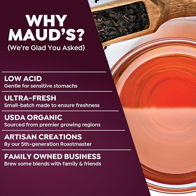 Maud's Organic English Breakfast Tea Pods, 24 ct, Recyclable Single Serve Tea Pods – 100% Gourmet Blended Tea Leaves, Compatible with Keurig K Cups Maker