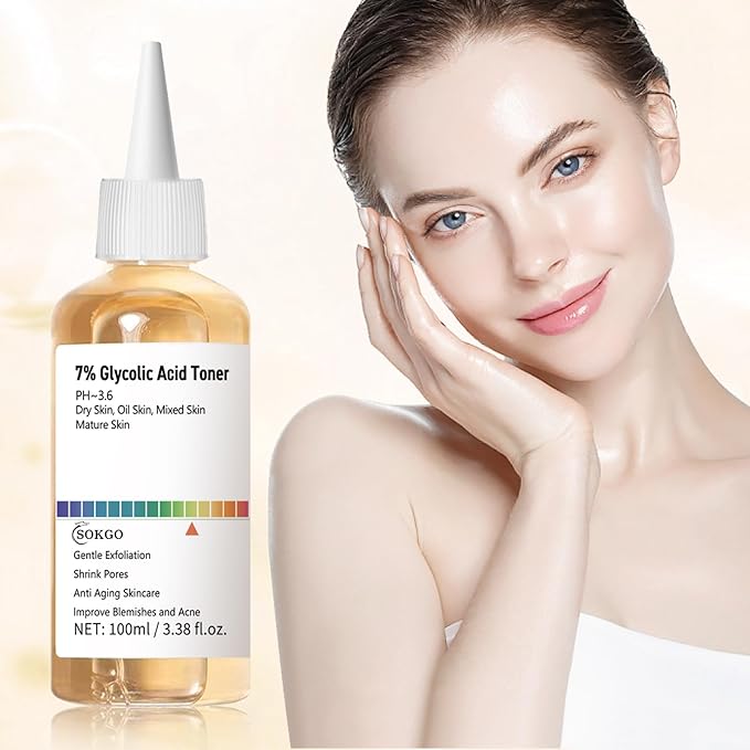 7% Glycolic Acid Exfoliating Toner, Exfoliating Facial Toner, Smooth Skin, Even Tone, Hydrating Formula, Pore Minimizer (Large, Unscented)