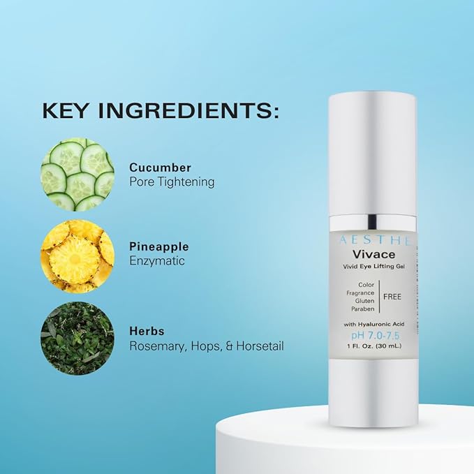 Aesthe Vivace Eye Lifting Gel - Revitalize & Firm - Natural Botanical Ingredients - Morning Skincare - Cucumber Extract, Sea Kelp, Hyaluronic Acid & More - Suitable for All Skin Types- 1 fl oz